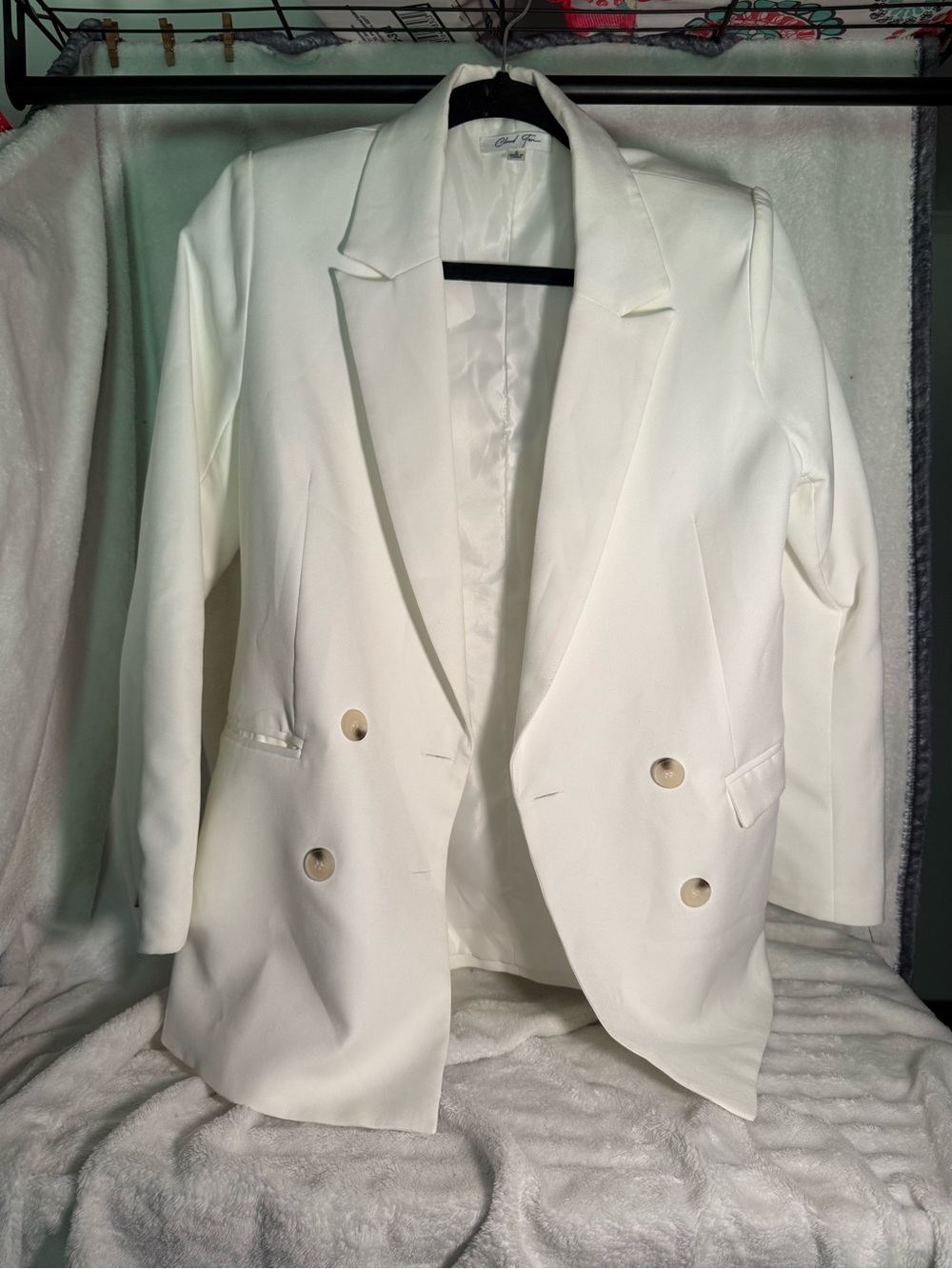 White Double-Breasted Blazer Jacket